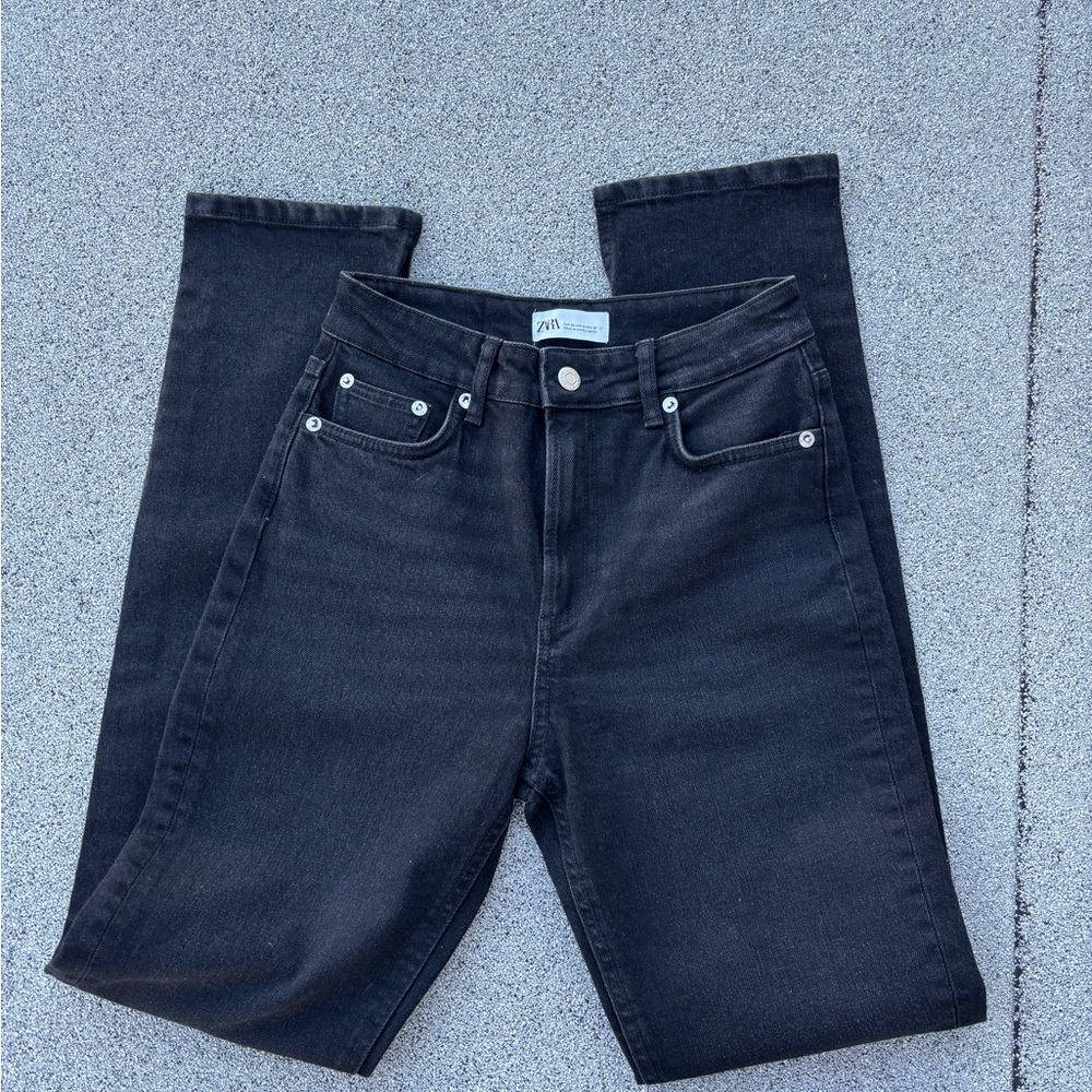 Zara black straight leg jeans